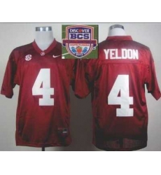 2013 BCS National Championship Alabama Crimson #4 Yeldon Red Authentic NCAA Football Jerseys