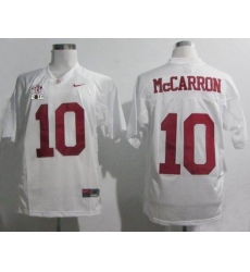 Alabama Crimson Tide #10 AJ McCarron White SEC & 2016 College Football Playoff National Championship Patch Stitched NCAA Jersey