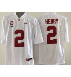 Alabama Crimson Tide #2 Derrick Henry White SEC & 2016 College Football Playoff National Championship Patch Stitched NCAA Jersey