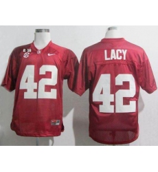 Alabama Crimson Tide #42 Eddie Lacy Red SEC & 2016 College Football Playoff National Championship Patch Stitched NCAA Jersey