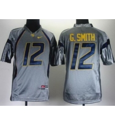 Kids Nike West Virginia Mountaineers 12 Geno Smith Grey College Football NCAA Jerseys