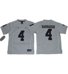 Youth Michigan Wolverines #4 Jim Harbaugh Gridiron Gray II Jordan Brand Stitched NCAA Jersey