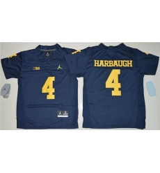 Youth Michigan Wolverines #4 Jim Harbaugh Navy Blue Jordan Brand Stitched NCAA Jersey