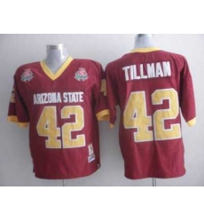 Sun Devils #42 Pat Tillman Red 1997 Rose Bowl Patch Embroidered NCAA Jersey