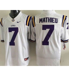 LSU Tigers #7 Tyrann Mathieu White Stitched NCAA Jersey