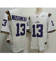 Men's LSU Tigers #13 Garrett Nussmeier White FUSE College Stitched Jersey