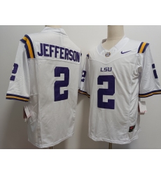 Men's LSU Tigers #2 Justin Jefferson White FUSE College Stitched Jersey