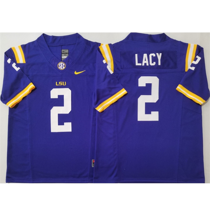 Men's LSU Tigers #2 Kyren Lacy Purple F.U.S.E. Stitched Jersey