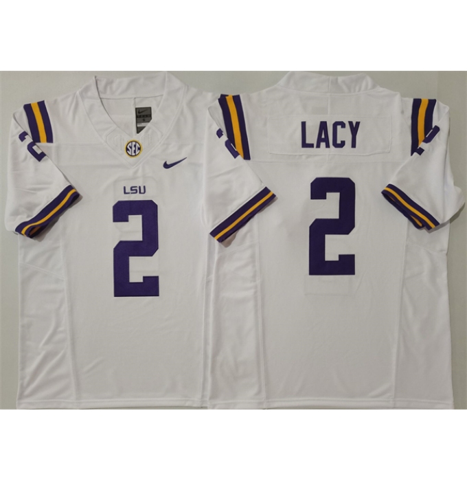 Men's LSU Tigers #2 Kyren Lacy White F.U.S.E. Stitched Jersey