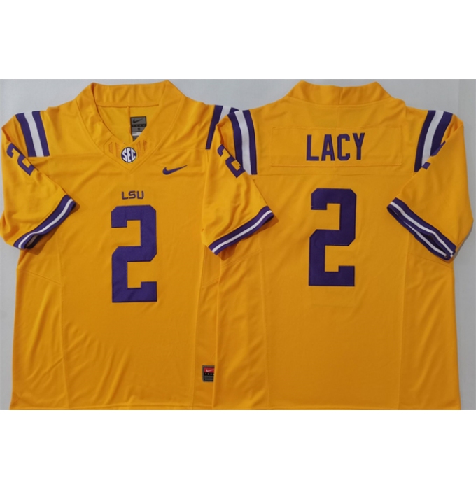 Men's LSU Tigers #2 Kyren Lacy Yellow F.U.S.E. Stitched Jersey