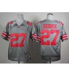 Buckeyes #27 Eddie George Grey Embroidered NCAA Jerseys