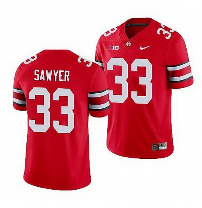 Men's Ohio State Buckeyes #33 Jack Sawyer C.J. Stroud Scarlet Game Red Jersey