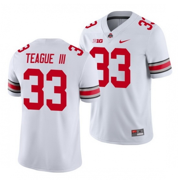 Men's Ohio State Buckeyes #33 Master Teague Iii White Game Jersey