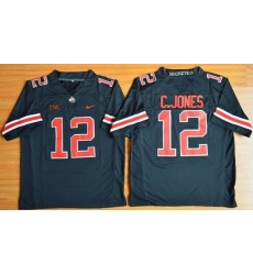 Ohio State Buckeyes #12 Cardale Jones Black(Red No.) Limited Stitched NCAA Jersey