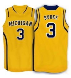 Adidas Michigan Wolverines Trey Burke 3 Big 10 Patch Basketball Authentic Jerseys - Yellow