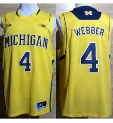 Michigan Wolverines 4 Chirs Webber Big 10 Patch Yellow NCAA Basketball Jerseys