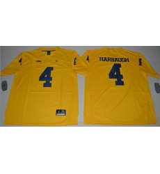 Michigan Wolverines #4 Jim Harbaugh Gold Jordan Brand Limited Stitched NCAA Jersey