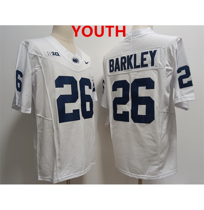 Youth Penn State Nittany Lions #26 Saquon Barkley White Stitched Jersey