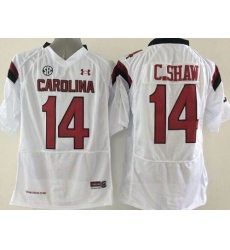 South Carolina Fighting Gamecocks #14 Connor Shaw White SEC Patch Stitched NCAA Jersey