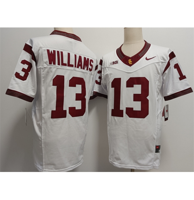 Men's USC Trojans #13 Caleb Williams 2024 F.U.S.E. White Stitched Jersey