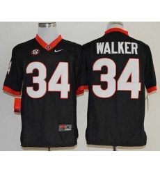 Bulldogs #34 Herschel Walker Black Limited SEC Patch Stitched NCAA Jersey