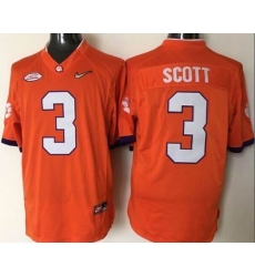 Men Clemson Tigers #3 Artavis Scott Orange 2016 National Championship Stitched NCAA Jersey