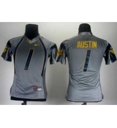 Women Nike West Virginia Mountaineers 1 Tavon Austin Grey College Football NCAA Jerseys