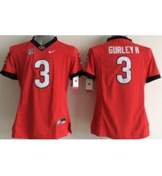 Women's Bulldogs #3 Todd Gurley II Red Stitched NCAA Jersey