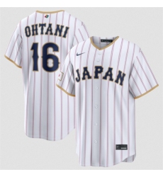 Men's Japan Baseball #16 Shohei Ohtani White 2026 World Baseball Classic Home Stadium Stitched Jersey