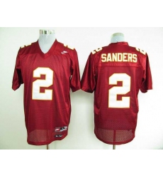 Seminoles #2 Deion Sanders Red Embroidered NCAA Jersey