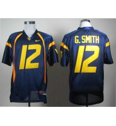 NCAA West Virginia Mountaineers Geno Smith 12 blue College Football Jerseys