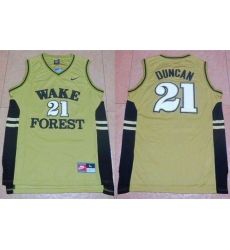 Wake Forest Demon Deacons #21 Tim Duncan Gold Basketball Stitched NCAA Jersey