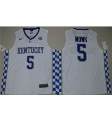 Kentucky Wildcats #5 Malik Monk White Basketball Elite Stitched NCAA Jersey