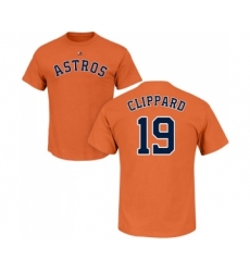MLB Nike Houston Astros #19 Tyler Clippard Orange Name & Number T-Shirt