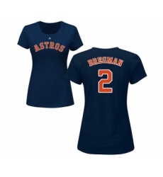MLB Women's Nike Houston Astros #2 Alex Bregman Navy Blue Name & Number T-Shirt