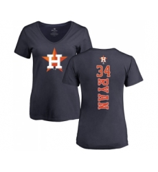 MLB Women's Nike Houston Astros #34 Nolan Ryan Navy Blue Backer T-Shirt