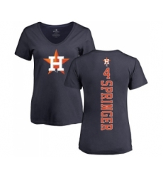 MLB Women's Nike Houston Astros #4 George Springer Navy Blue Backer T-Shirt
