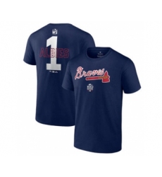 Men's Atlanta Braves #1 Ozzie Albies 2021 Navy World Series Bound Closer Name & Number Baseball T-Shirt