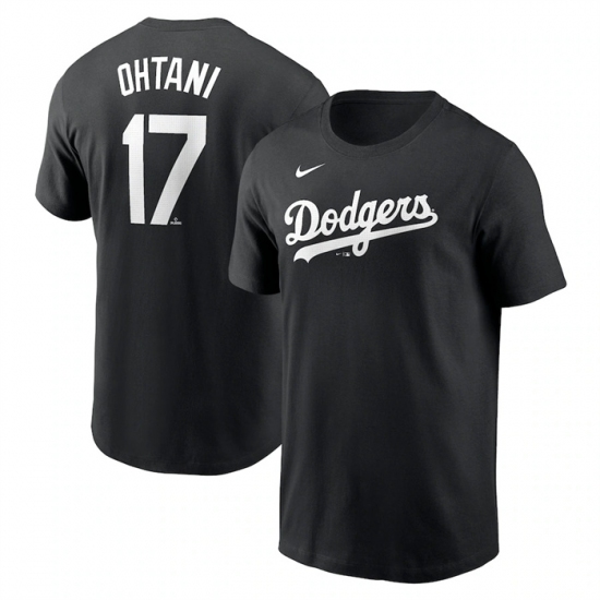Men's Los Angeles Dodgers #17 Shohei Ohtani Black 2024 Fuse Name ...
