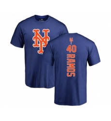 Baseball New York Mets #40 Wilson Ramos Royal Blue Backer T-Shirt
