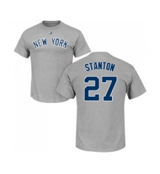 MLB Nike New York Yankees #27 Giancarlo Stanton Gray Name & Number T-Shirt
