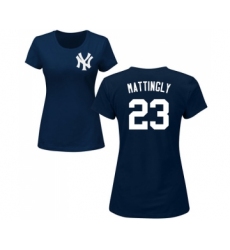 MLB Women's Nike New York Yankees #23 Don Mattingly Navy Blue Name & Number T-Shirt