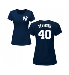 MLB Women's Nike New York Yankees #40 Luis Severino Navy Blue Name & Number T-Shirt