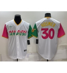 Men's San Diego Padres #30 Eric Hosmer White 2022 City Connect Cool Base Stitched Jersey