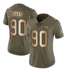 Women's Nike Jacksonville Jaguars #90 Taven Bryan Limited Olive/Gold 2017 Salute to Service NFL Jersey