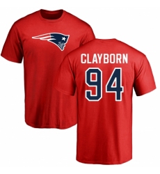 NFL Nike New England Patriots #94 Adrian Clayborn Red Name & Number Logo T-Shirt