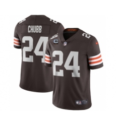 Men's Cleveland Browns 2022 #24 Nick Chubb White With 1-star C Patch Vapor Untouchable Limited NFL Stitched Jersey