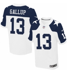 Men's Nike Dallas Cowboys #13 Michael Gallup Elite White Throwback Alternate NFL Jersey