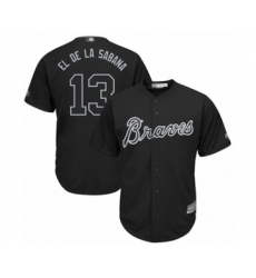 Men's Atlanta Braves #13 Ronald Acuna Jr.  El de la Sabana  Authentic Black 2019 Players Weekend Baseball Jersey