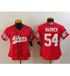 Women's San Francisco 49ers #54 Fred Warner Red Mexico Cool Base Stitched Baseball Jersey